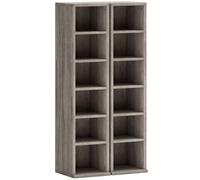 HOMCOM Lote de 2 estanterías columna armario de almacenamiento CD-DVD 12 compartimentos 21 x 22,5 x 88,5 cm capacidad 204 CD gris Aosom España