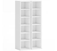 HOMCOM Lote de 2 estanterías columna armario de almacenamiento CD-DVD 12 compartimentos 21 x 22,5 x 88,5 cm capacidad 204 CD blanco Aosom España