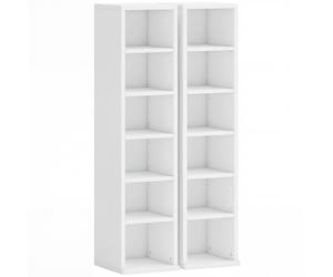 HOMCOM Lote de 2 estanterías columna armario de almacenamiento CD-DVD 12 compartimentos 21 x 22,5 x 88,5 cm capacidad 204 CD blanco Aosom España