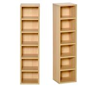 HOMCOM Lote de 2 estanterías con columnas Mueble de almacenaje CD-DVD 6 + 6 compartimentos dim. 21L x 19l x 88H cm Máx. Capacidad de CD C