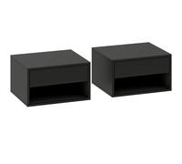 HOMCOM Lote de 2 mesitas de noche murales, mesitas de noche, cajón, compartimento abierto, superficie, 37 x 32 x 21 cm, negro Aosom España