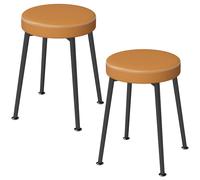 HOMCOM Lote de 2 Sillas de Comedor Redondas Sillas de Cocina Apilables con Asiento Acolchado en PU Marrón y Negro Aosom España
