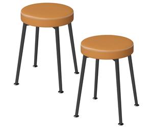 HOMCOM Lote de 2 Sillas de Comedor Redondas Sillas de Cocina Apilables con Asiento Acolchado en PU Marrón y Negro Aosom España