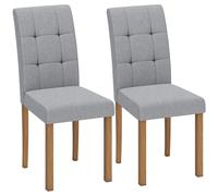 HOMCOM Lote de 2 sillas de comedor, silla de cocina moderna con asiento acolchado en tejido efecto lino, gris claro