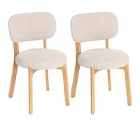 HOMCOM Lote de 2 sillas de comedor, sillas de cocina tapizadas, patas de madera de hevea, 46,5 x 52 x 80 cm, crema