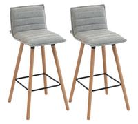 HOMCOM Lote de 2 taburetes de bar, sillas de bar, asiento acolchado, respaldo y reposapiés, 48 x 48 x 99,5 cm, gris Aosom España