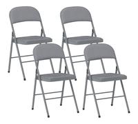 HOMCOM Lote de 4 sillas plegables y portátiles interior con asientos y respaldos acolchados de terciopelo, estructura de acero, Gris