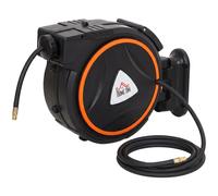 HOMCOM Manguera Compresor Aire 20 m + 2 m Conector de 1/4'' BSP con Soporte para Pared Giratorio 180° Negro Aosom España