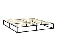 HOMCOM Marco de Cama 180x200 cm Estructura de Cama con Soporte de Acero Somier de Listones de Madera para 1-2 Personas Estilo Moderno Negro