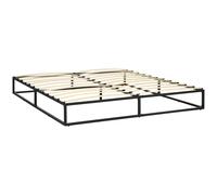 HOMCOM Marco de Cama de 180 cm Estructura de Cama de Acero con Somier de Listones de Madera Contrachapada 180x200x25 cm Negro Aosom España
