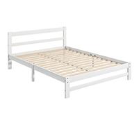 HOMCOM Marco de Cama de Madera 195x141 cm Estructura de Cama Doble para Colchón de 135x190 cm (no incluido) Carga 300 kg Blanco Aosom España