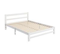 Homcom marco de cama de madera 195x141 cm estructura de cama somier doble para colchón de 135x190 cm (no incluido) carga 300 kg blanco 141 cm