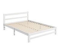 HOMCOM Marco de Cama de Madera con Somier Doble 195x141 cm 300 kg Blanco
