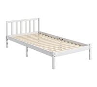 HOMCOM Marco de Cama de Madera Somier con Cabecera 198x96x70 cm Blanco