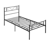 HOMCOM Marco de Cama Individual de Metal 31 cm para Colchón 90x190 cm con Cabecera Forma de Mariposa Estructura de Cama con Espacio Bajo de Almacenamiento 95x196x100 cm Negro