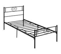 HOMCOM Marco de Cama Individual Metal Cabecera Corazón para Colchón 90x190 cm Estructura Resistente 95x196x100 cm Negro Aosom España