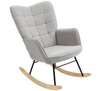 HOMCOM Mecedora de Borreguito Silla Mecedora con Patas de Madera de Haya y Marco de Acero Silla para Lactancia Carga 120 kg para Dormitorio Salón Gris