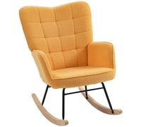 HOMCOM Mecedora de Borreguito Sillón Balancín Oscilante 40° con Patas de Madera de Haya Carga 120 kg 71x98x101cm Amarillo Aosom España