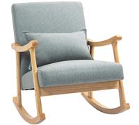 HOMCOM Mecedora Moderna con Cojín Lumbar Respaldo Amplio y Base de Madera Gris Gris claro