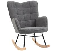 HOMCOM Mecedora Sillón Relax Sillón Mecedor SalónSillón oscilante de inmersión silla decorativa para dormitorio, capacidad de carga de hasta 120 kg, vellón bereber,98 x 71 x 101 cm Gray