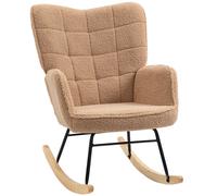 HOMCOM Mecedora Sillón Relax Sillón Mecedor SalónSillón oscilante de inmersión silla decorativa para dormitorio, capacidad de carga de hasta 120 kg, vellón bereber,98 x 71 x 101 cm Brown