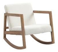 HOMCOM Mecedora Tapizada en Borreguito Silla Mecedora con Patas de Madera de Caucho y Reposabrazos Mecedora para Lactancia Carga 150 kg para Dormitorio Salón Gris Cream 60x81x71cm