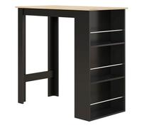 HOMCOM Mesa Alta de Bar Mesa de Cocina con 3 Estantes Marco de Madera Estilo Moderno 112x57x106 cm Negro y Natural Negro