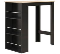 Homcom mesa alta de bar, mesa de cocina con 3 estantes laterales, estilo moderno, para comedor, salón, 112x57x106 cm, negro y natural