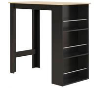 HOMCOM Mesa Alta de Bar Mesa de Cocina con 3 Estantes Marco de Madera Estilo Moderno 112x57x106 cm Negro y Natural