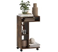 HOMCOM Mesa auxiliar, carrito en forma de C, 4 ruedas, 3 compartimentos, 40 x 30 x 69 cm, Marrón rústico Aosom España
