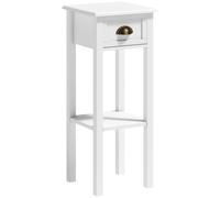 HOMCOM Mesa Auxiliar con Cajón Estante Almacenamiento Estilo Moderno para Sala Estar Comedor Dormitorio 30x30x75 cm Blanco Aosom España