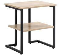 HOMCOM Mesa auxiliar 2 estantes Mesita de salón para dormitorio 45x35x48 cm madera natural