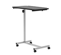 HOMCOM Mesa Auxiliar con Ruedas 77x40x76-100 cm Negro y Plata
