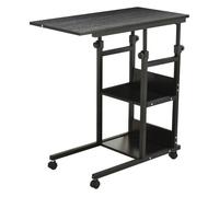 HOMCOM Mesa Auxiliar con Ruedas para Sofá en Forma de C 80x40 cm Negro | Mesa para Sofá, Altura Ajustable 3 Niveles de 72-82 cm, Marco de Metal, para Salón Cocina