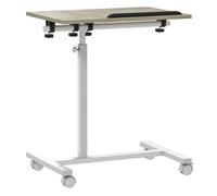 Homcom mesa auxiliar con ruedas mesa para sofá con altura ajustable superficie inclinable y marco de metal para dormitorio salón oficina 57x40x67,5-101 cm roble y blanco