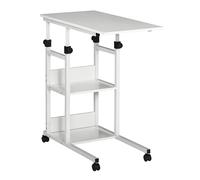 HOMCOM Mesa Auxiliar con Ruedas para Sofá en Forma de C 80x40 cm Blanco