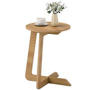 HOMCOM Mesa Auxiliar en Forma de C, Mesita Auxiliar Redonda, Montaje Rápido, para Espacios Pequeños, Salón, Dormitorio, Natural Caqui oscuro