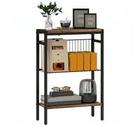 HOMCOM Mesa Auxiliar Estrecha de 3 Niveles con Estantes Abiertos y Estructura de Acero para Salón Dormitorio 43x18x62,5cm gris