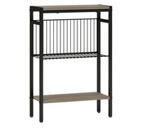 HOMCOM Mesa Auxiliar Estrecha de 3 Niveles con Estantes Abiertos y Estructura de Acero para Salón Dormitorio 43x18x62,5cm gris