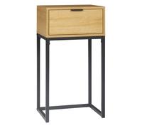 HOMCOM Mesa Consola con Cajón Consola Auxiliar Moderna Mesa de Entrada con Patas de Acero para Pasillo Salón 40x30x76cm Natural Aosom España