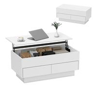 HOMCOM Mesa baja accesible, mesa de salón con compartimento y 2 cajones, estilo moderno, para salón, escritorio, 50x44 cm