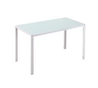 HomCom Mesa de comedor de cristal para 4-6 personas con patas de metal 120x60x75 cm Blanco