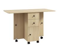 HOMCOM Mesa Comedor Plegable con Ruedas y Alas Abatibles Mesa Auxiliar Multifuncional con Almacenaje 120x60x76,5 cm Natural Aosom España