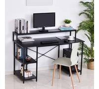 HOMCOM Mesa Computadora 3 Estantes Superior Patas Ajustables 140x60x93cm Negro