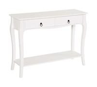 HOMCOM Mesa Consola Aparador Salón Comedor Mueble Recibidor Mesa Auxiliar con Cajones y Estante Diseño Elegante 100x33x76cm White