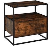 HOMCOM Mesa Consola Auxiliar de Estilo Industrial con Gran Cajón y Estante Abierto con Superficie Espaciosa Mesa Multifuncional Retro con Marco de Metal 73x45,5x76 cm Marrón Rústico