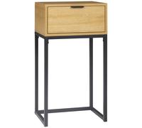HOMCOM Mesa Consola con Cajón Consola Auxiliar Moderna Mesa de Entrada con Patas de Acero para Pasillo Salón 40x30x76cm Natural Aosom España