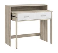 HOMCOM Mesa Consola Moderna de 2 Niveles con Rieles Deslizantes 95x35x87cm Roble Roble