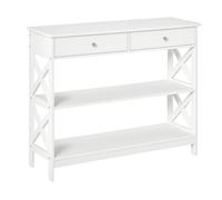 HOMCOM Mesa consola estilo drapier, mesa de entrada retro con 2 cajones y 2 estantes Sun. 100L x 30.5l x 80H cm en color blanco para bebidas