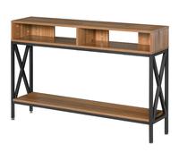 HOMCOM Mesa Consola industrial para entrada con múltiples compartimentos 120x23,5x75 cm madera nogal